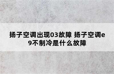 扬子空调出现03故障 扬子空调e9不制冷是什么故障